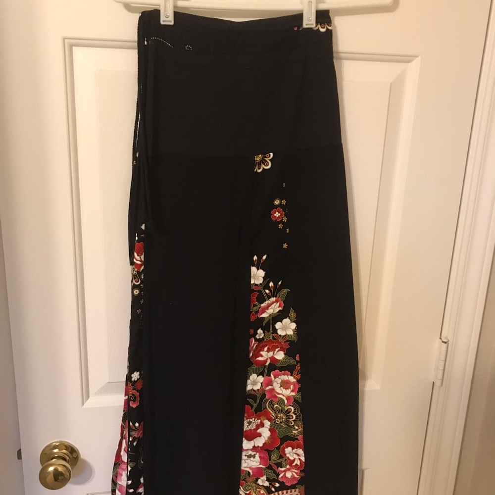 Boho Long linen/ cotton wrap around skirt